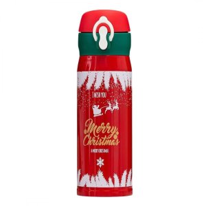 KUBEK TERMICZNY, BIDON 500ML TERMOS ŚWIĄTECZNY ZIMOWY czerwony BD39CZE 3
