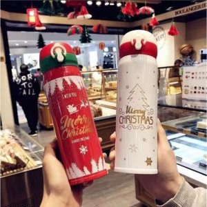 KUBEK TERMICZNY, BIDON 500ML TERMOS ŚWIĄTECZNY ZIMOWY czerwony BD39CZE 9