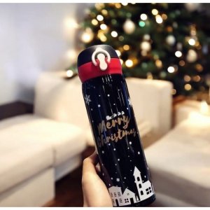 KUBEK TERMICZNY, BIDON 500ML TERMOS ŚWIĄTECZNY ZIMOWY czarny BD39CZ 2