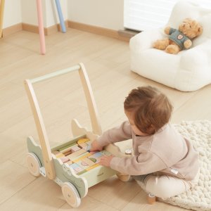 Viga Drewniany Wózek Na Klocki Pchacz 4