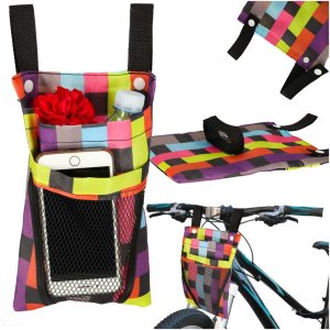 Torba na rower hulajnogę kierownicę telefon sakwa rowerowa kolorowa kratka 1