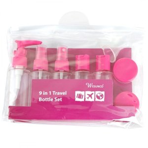 Zestaw pojemniczków i akcesoriów podróżnych 9w1 fuksja KS136F 2