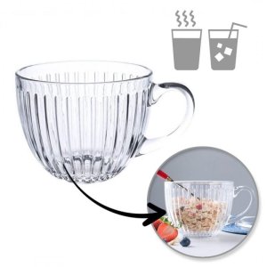 Filiżanka szklanka ryflowana duża 460 ml 1szt SZK152 1