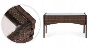 Komplet mebli ogrodowych z technorattanu ławka stolik krzesła brązowy MultiGarden 8