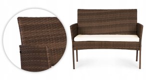 Komplet mebli ogrodowych z technorattanu ławka stolik krzesła brązowy MultiGarden 9