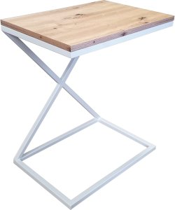 Stolik pomocniczy X LOFT boczny dąb craft podstawa biała 1