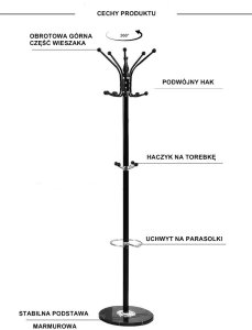 Wieszak na ubrania stojący podłogowy biały podstawa marmur 2
