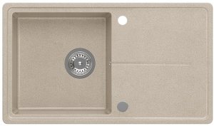 Zlewozmywak GraniteQ TONY 111 GraniteQ zlewozmywak granitowy river sand (beż) 1-komorowy z/o (78x45x18,5),  z syfonem i zaślepką  stal szlachetna 2