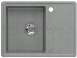 Zlewozmywak GraniteQ TONY 116 GraniteQ zlewozmywak granitowy silver stone (szary) 1-komorowy z/o (60x45x18,5),  z syfonem i zaślepką  stal szlachetna 2