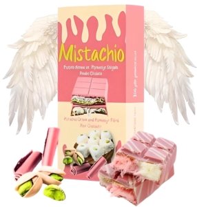 Angel Hair Pink Chocolate, różowa czekolada z pistacjami i anielskim włosiem 80g - Mistachio 1