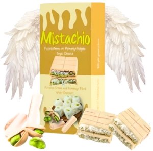 Angel Hair White Chocolate, biała czekolada z pistacjami i anielskim włosiem 80g - Mistachio 1