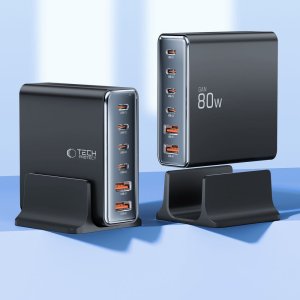 TECH-PROTECT DC80W-GAN 6-PORT DESKTOP CHARGER PD80W/QC3.0 BLACK 3
