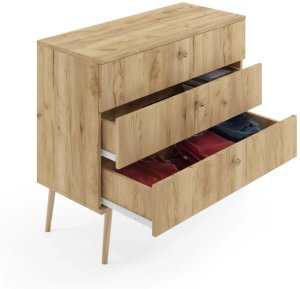 Komoda LEBEL 2 z szufladami 100cm dąb craft złoty MELIMEBLE 2