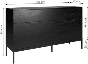 Komoda KRON 6S 150cm czarny dąb MELIMEBLE 5