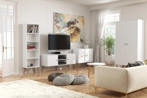 Costway Szafa LEBEL z półkami 87cm biała mat MELIMEBLE (SZAFA-BOHO-87-BIALA) 2