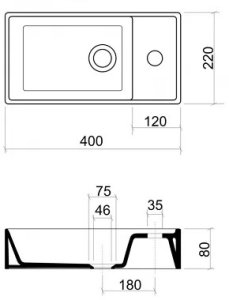 Umywalka jednokomorowa 40cm 6