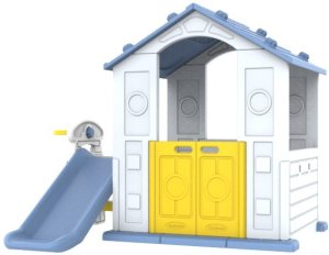 Domek Ogrodowy 3w1 dla dzieci Niebieski Dach + Zjeżdżalnia + Koszykówka EDUKAMP 1