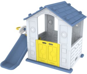 Ramiz Domek Ogrodowy 3w1 dla dzieci Niebieski Dach + Zjeżdżalnia + Koszykówka 5