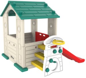 Ramiz Domek Ogrodowy 3w1 dla dzieci Zielony Dach + Zjeżdżalnia + Koszykówka 2