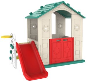 Ramiz Domek Ogrodowy 3w1 dla dzieci Zielony Dach + Zjeżdżalnia + Koszykówka 3