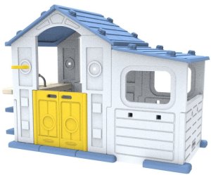 Hobbydog Duży Dom Z Przedsionkiem, Koszykówką i Zlewem Niebieski Dach 4