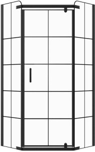Szklana kabina prysznicowa pięciokątna czarna w szprosy 90x90 190 cm 6mm szkło CE 1
