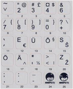 Minipicto keyboard sticker KB-EU-01GRY, grey/black 1