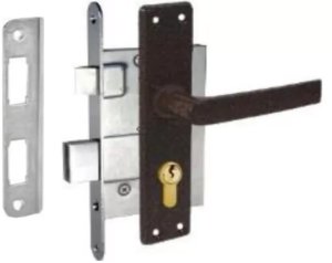 Mortise lock with frame plate ZV-4-1-2, 407Z-35801/2, 55 mm, brown handles 1