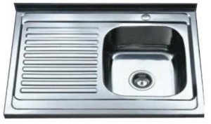 Sink TREDI, top-mounted, stainless steel, with siphon set, right, 80 x 60 cm 1