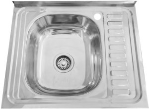 Sink TREDI, top-mounted, stainless steel, with siphon set, right, 60 x 50 cm 1