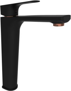 Washbasin faucet RUBINETA MODENA-18/D, black with rose gold detail, high 1