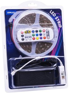 LED juostos rinkinys su maitinimo saltiniu ir valdikliu, 5m, 30LED/m, 7.2W/m, 12Vdc, RGB IC skaitmenine, IP65, TUYA Wi-FI 1