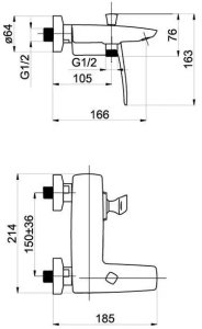 Bathroom faucet RUBINETA AERO 10, short spout 3