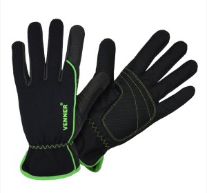 Winter work gloves VENNER WINTER, synthetic leather, black/green, size 10 2