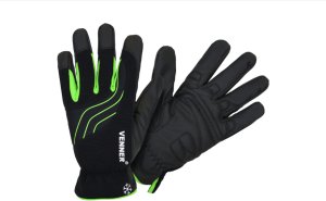 Winter work gloves VENNER WINTER, synthetic leather, black/green, size 10 3