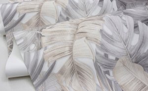 WALLPAPER 525227 GREY LEAVES (12) 1
