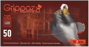 Disposable nitrile gloves with rough palm GRIPAZZ, black, size 2XL (50pcs.) 1