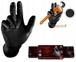 Disposable nitrile gloves with rough palm GRIPAZZ, black, size XL (50pcs.) 7