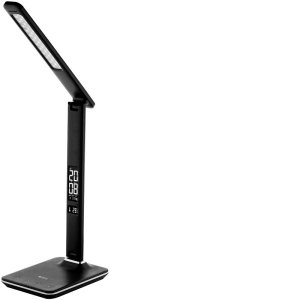LED table lamp AVIDE LEATHER, 6 W, 3000-6400 K, 350 lm, dimmable, clock, black 1