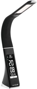 LED table lamp AVIDE BUSINESS LEATHER, 6W, 5000 K, 350 lm, dimmable, clock, black 1
