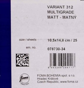 Foma photo paper Fomaspeed Variant 312 matte 10x15cm 25 sheets 2