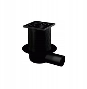 Drain ALCA APV31BLACK, with black NP grate, 105 x 105 mm, DN50, horizontal 1