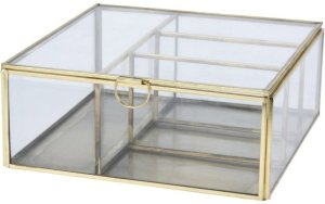 Decorative jewelry box GOLD, glass, 20 x 20 x 8 cm 1