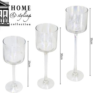 I love Glass candlestick set LUSTER, glossy, 3 pcs. 4