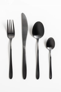 Stainless steel cutlery set, black, 16 pcs. 1