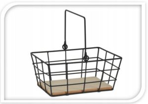 Decorative metal basket with handle, black, 26 x 30 x 16 cm 2