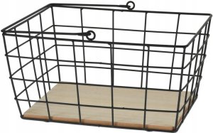 Decorative metal basket with handle, black, 26 x 30 x 16 cm 3