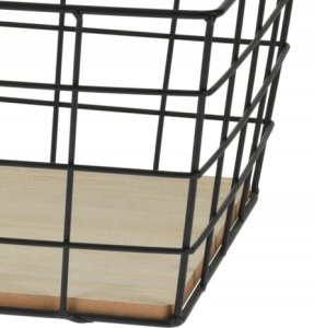 Decorative metal basket with handle, black, 26 x 30 x 16 cm 4