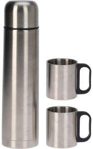 Stainless steel thermos 1L, 2 cups 3