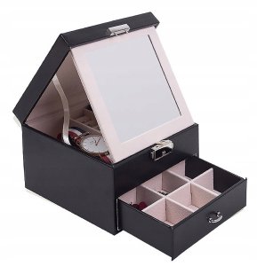 Szkatułka Kuferek Na Biżuterię Kasetka Na Kluczyk Lusterko Organizer 4